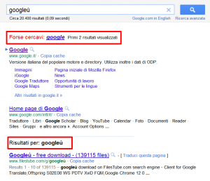 SERP della ricerca googleù