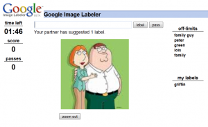 Una sessione di gioco in Google Image Labeler