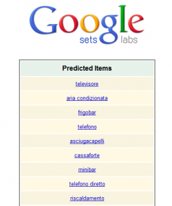 Esempio di risultati di Google Sets